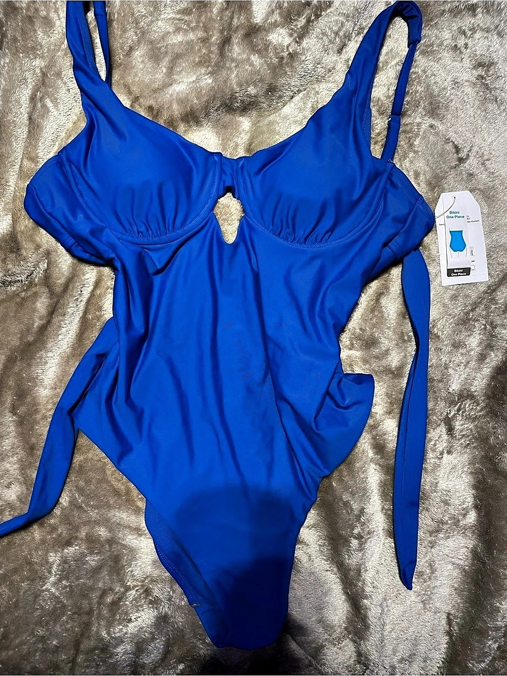 Time and Tru Underwire One Piece Swimsuit Blue XL